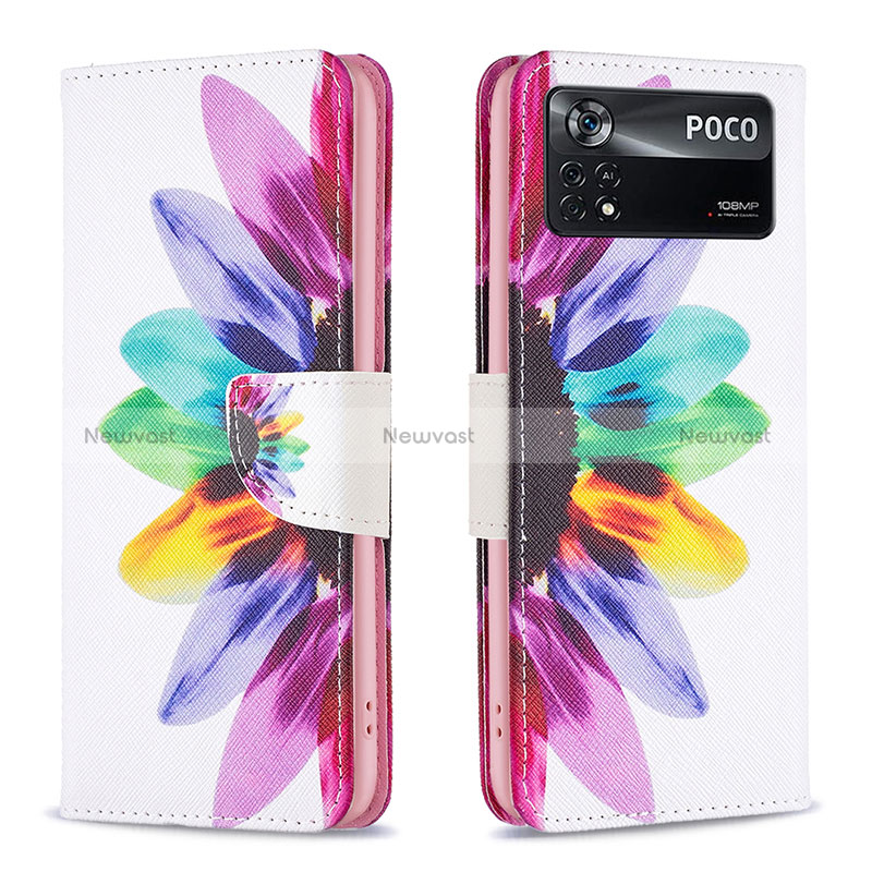 Leather Case Stands Fashionable Pattern Flip Cover Holder B01F for Xiaomi Poco X4 Pro 5G Mixed