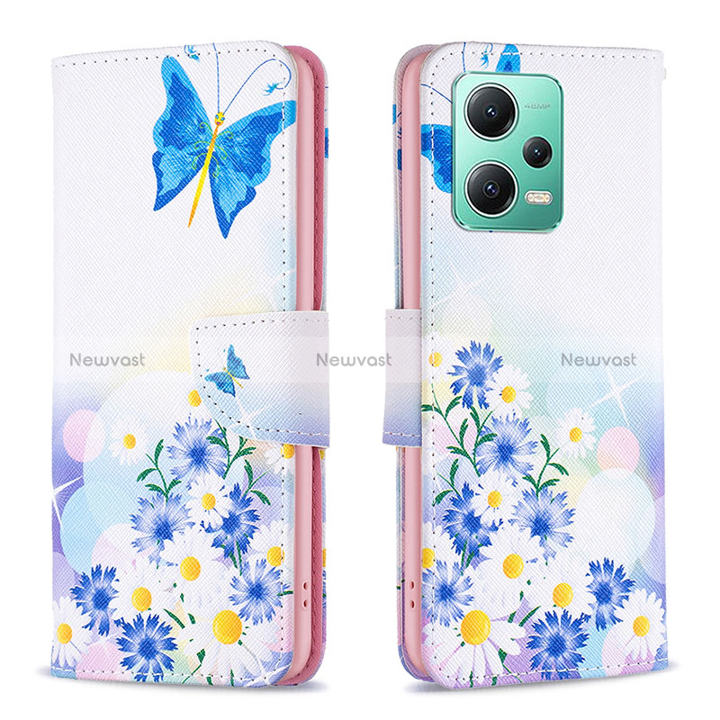 Leather Case Stands Fashionable Pattern Flip Cover Holder B01F for Xiaomi Poco X5 5G Blue