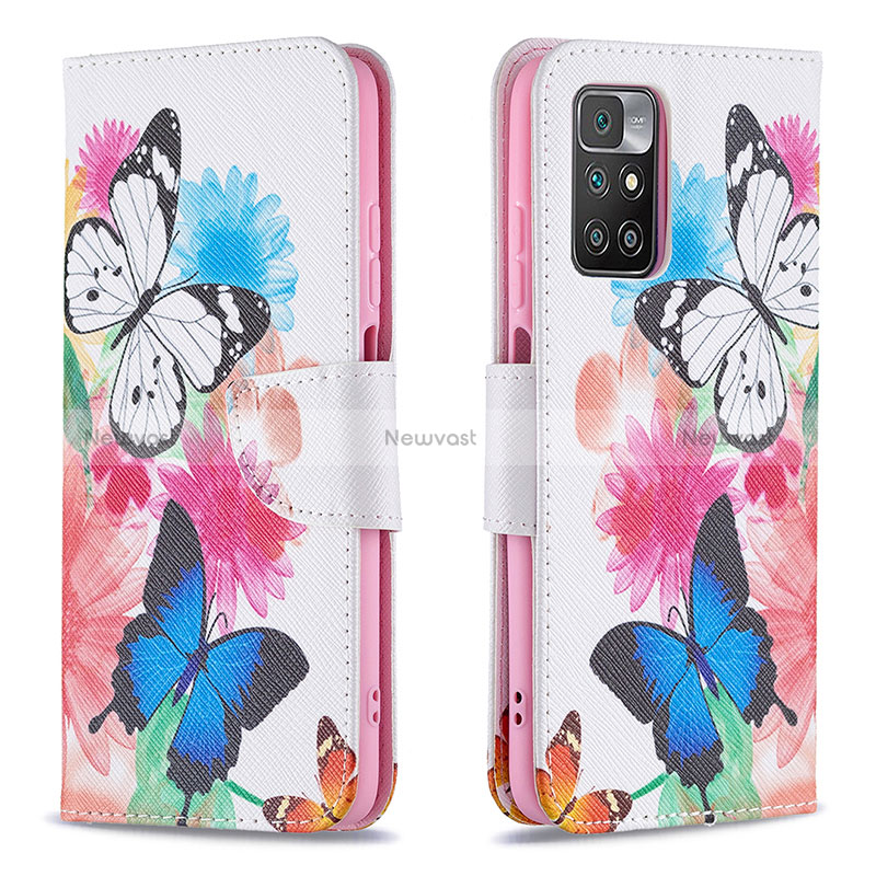 Leather Case Stands Fashionable Pattern Flip Cover Holder B01F for Xiaomi Redmi 10 4G