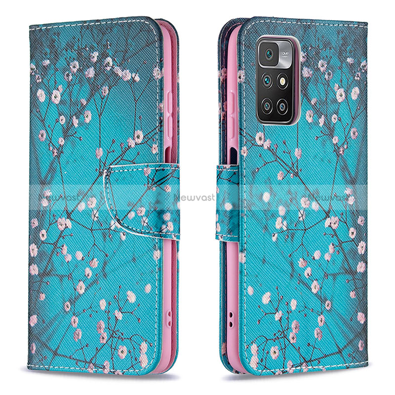 Leather Case Stands Fashionable Pattern Flip Cover Holder B01F for Xiaomi Redmi 10 4G