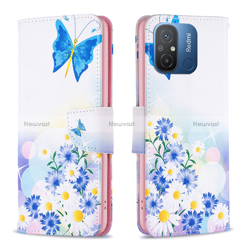 Leather Case Stands Fashionable Pattern Flip Cover Holder B01F for Xiaomi Redmi 11A 4G Blue