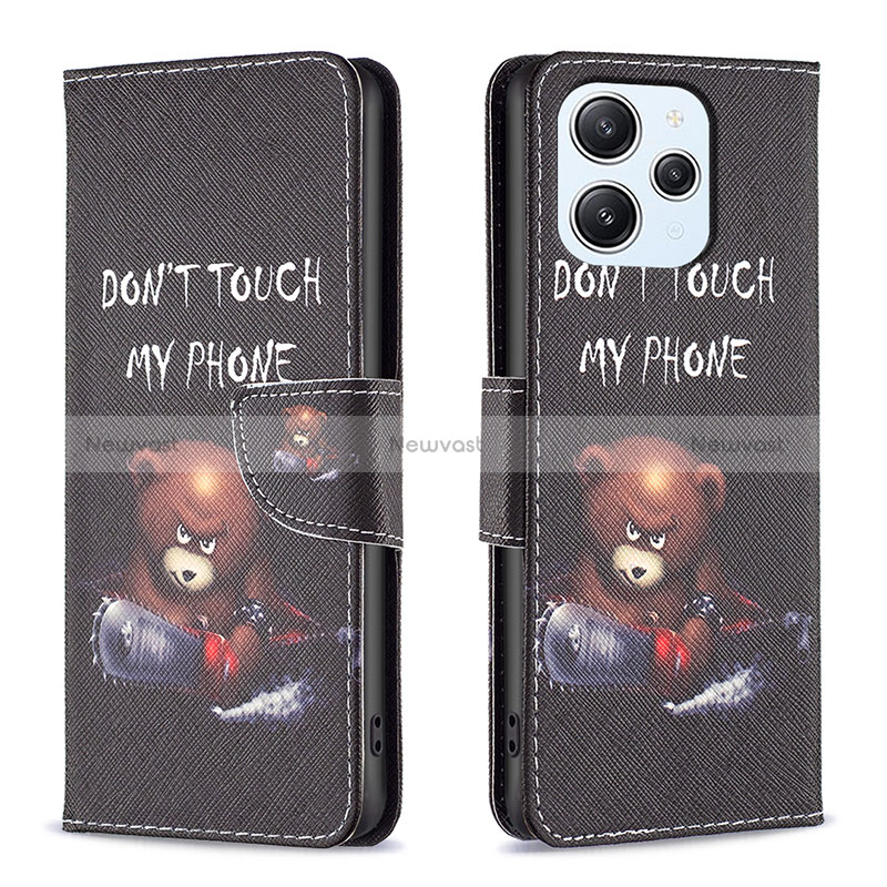 Leather Case Stands Fashionable Pattern Flip Cover Holder B01F for Xiaomi Redmi 12 4G