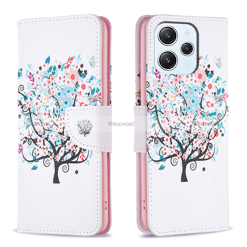 Leather Case Stands Fashionable Pattern Flip Cover Holder B01F for Xiaomi Redmi 12 4G