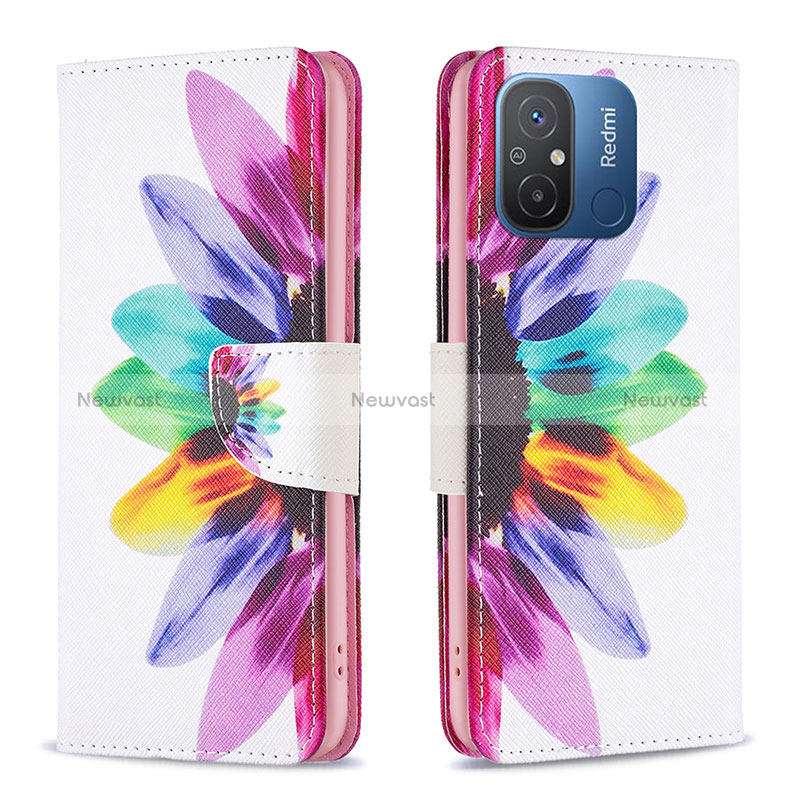 Leather Case Stands Fashionable Pattern Flip Cover Holder B01F for Xiaomi Redmi 12C 4G Mixed