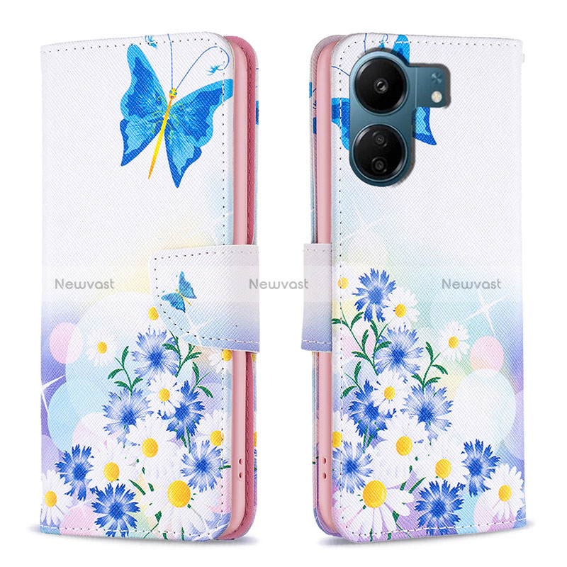 Leather Case Stands Fashionable Pattern Flip Cover Holder B01F for Xiaomi Redmi 13C