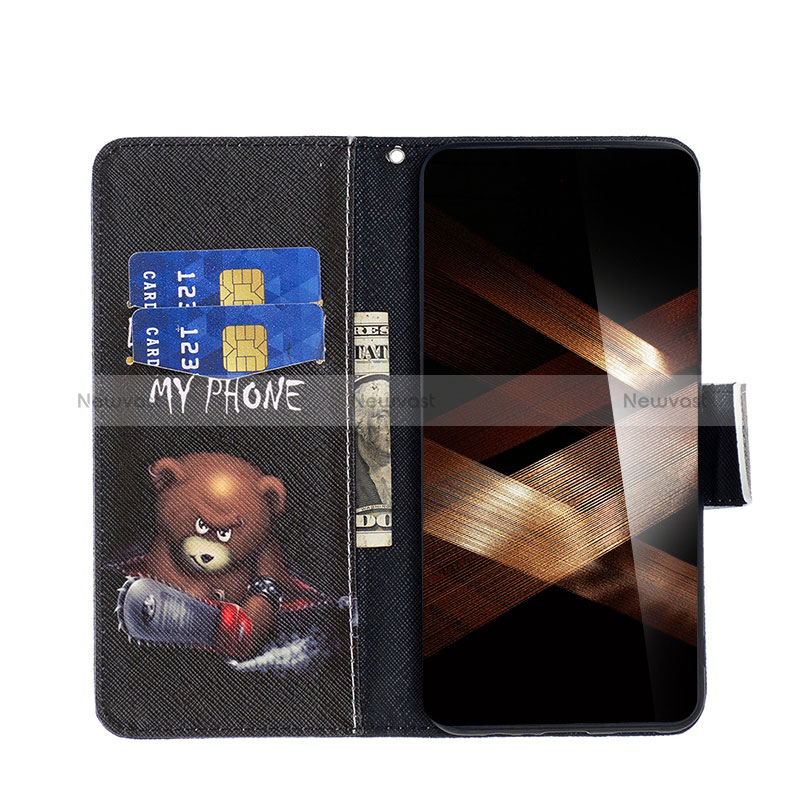 Leather Case Stands Fashionable Pattern Flip Cover Holder B01F for Xiaomi Redmi 13C