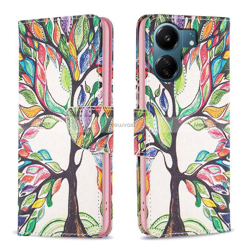 Leather Case Stands Fashionable Pattern Flip Cover Holder B01F for Xiaomi Redmi 13C