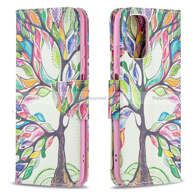 Leather Case Stands Fashionable Pattern Flip Cover Holder B01F for Xiaomi Redmi Note 10 4G