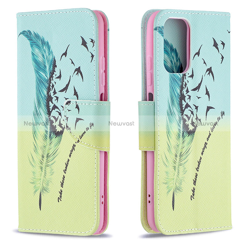 Leather Case Stands Fashionable Pattern Flip Cover Holder B01F for Xiaomi Redmi Note 10 4G