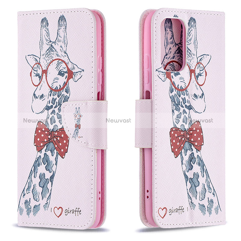 Leather Case Stands Fashionable Pattern Flip Cover Holder B01F for Xiaomi Redmi Note 10 4G