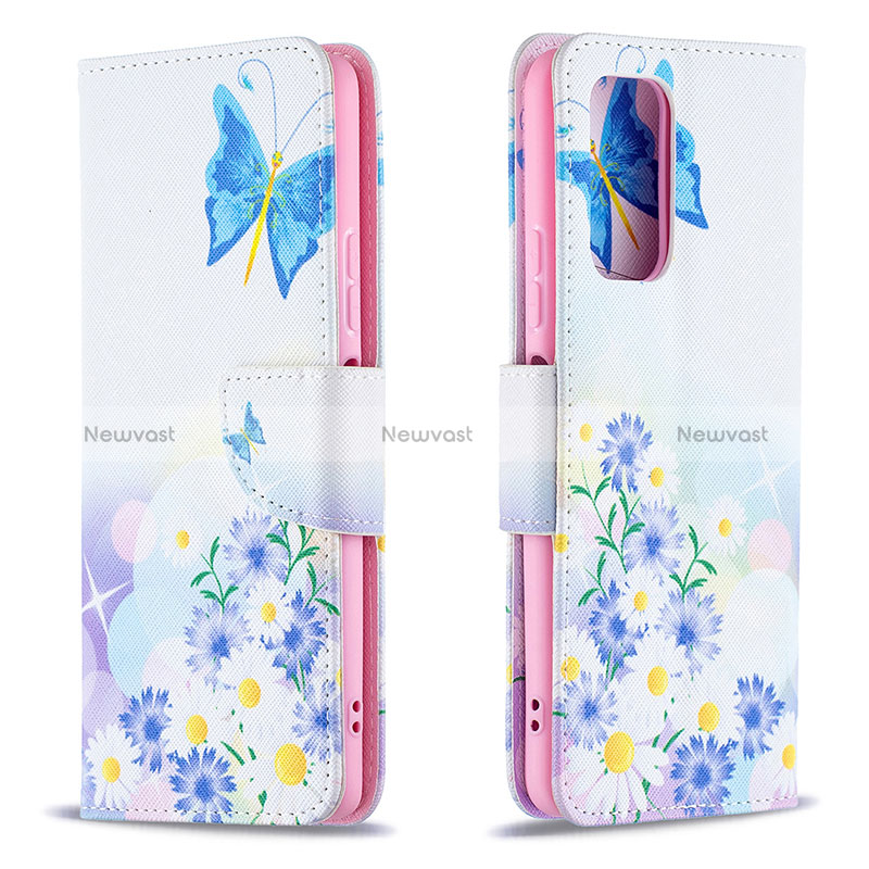 Leather Case Stands Fashionable Pattern Flip Cover Holder B01F for Xiaomi Redmi Note 10 Pro 4G Blue