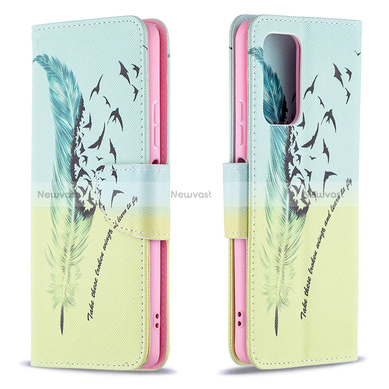 Leather Case Stands Fashionable Pattern Flip Cover Holder B01F for Xiaomi Redmi Note 10 Pro Max Matcha Green