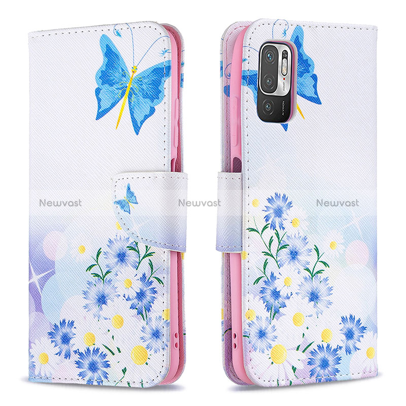 Leather Case Stands Fashionable Pattern Flip Cover Holder B01F for Xiaomi Redmi Note 10T 5G