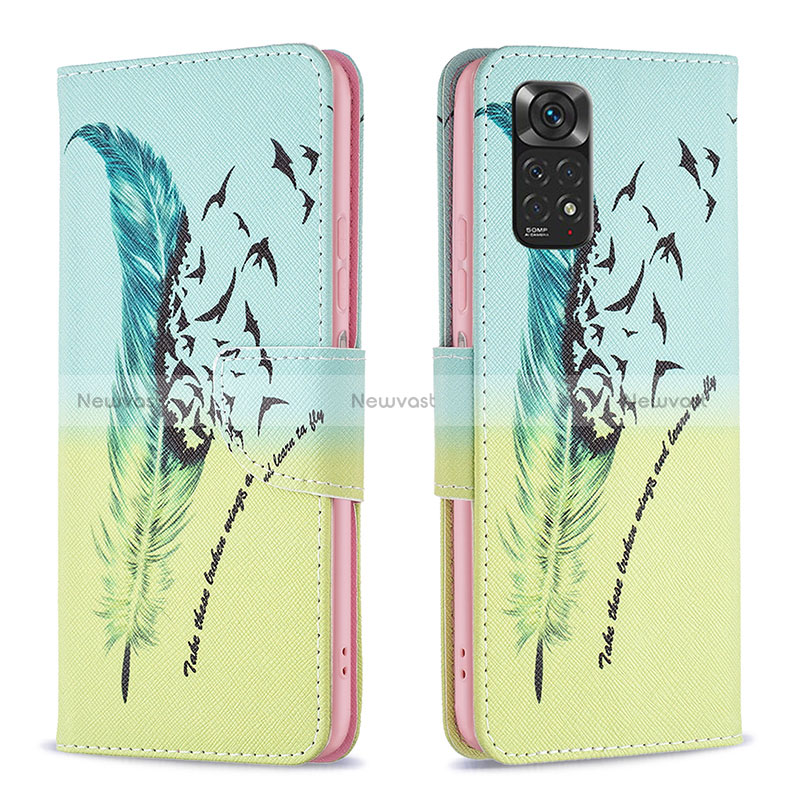 Leather Case Stands Fashionable Pattern Flip Cover Holder B01F for Xiaomi Redmi Note 11 4G (2022)