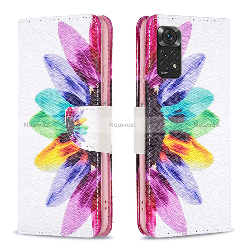 Leather Case Stands Fashionable Pattern Flip Cover Holder B01F for Xiaomi Redmi Note 11 4G (2022)