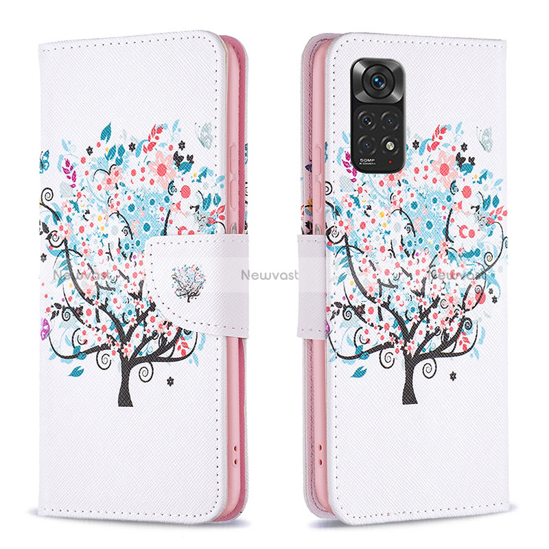 Leather Case Stands Fashionable Pattern Flip Cover Holder B01F for Xiaomi Redmi Note 11 4G (2022)