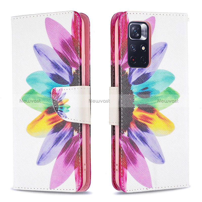 Leather Case Stands Fashionable Pattern Flip Cover Holder B01F for Xiaomi Redmi Note 11 5G