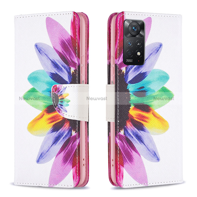 Leather Case Stands Fashionable Pattern Flip Cover Holder B01F for Xiaomi Redmi Note 11 Pro 4G
