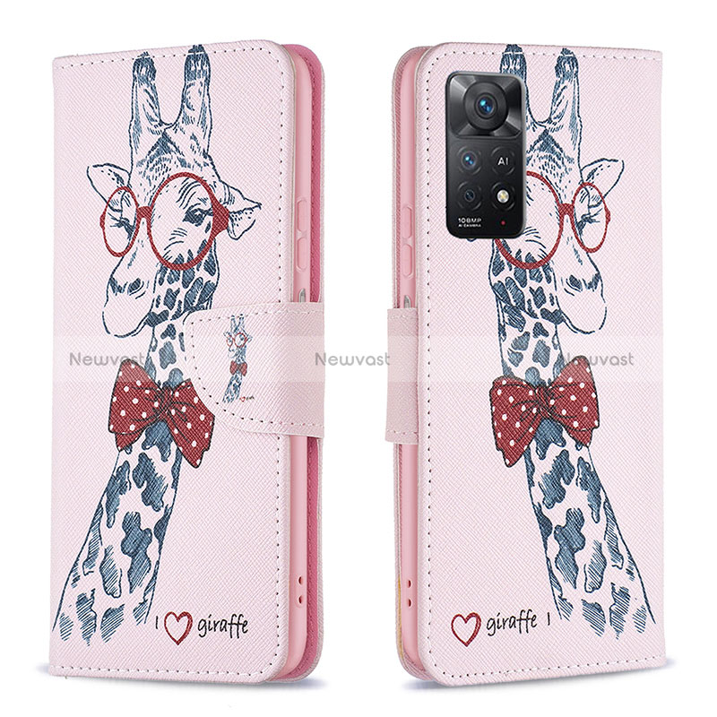 Leather Case Stands Fashionable Pattern Flip Cover Holder B01F for Xiaomi Redmi Note 11 Pro 5G