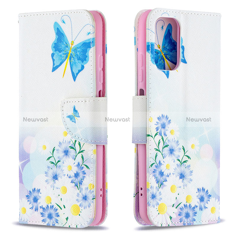 Leather Case Stands Fashionable Pattern Flip Cover Holder B01F for Xiaomi Redmi Note 11 SE India 4G Blue