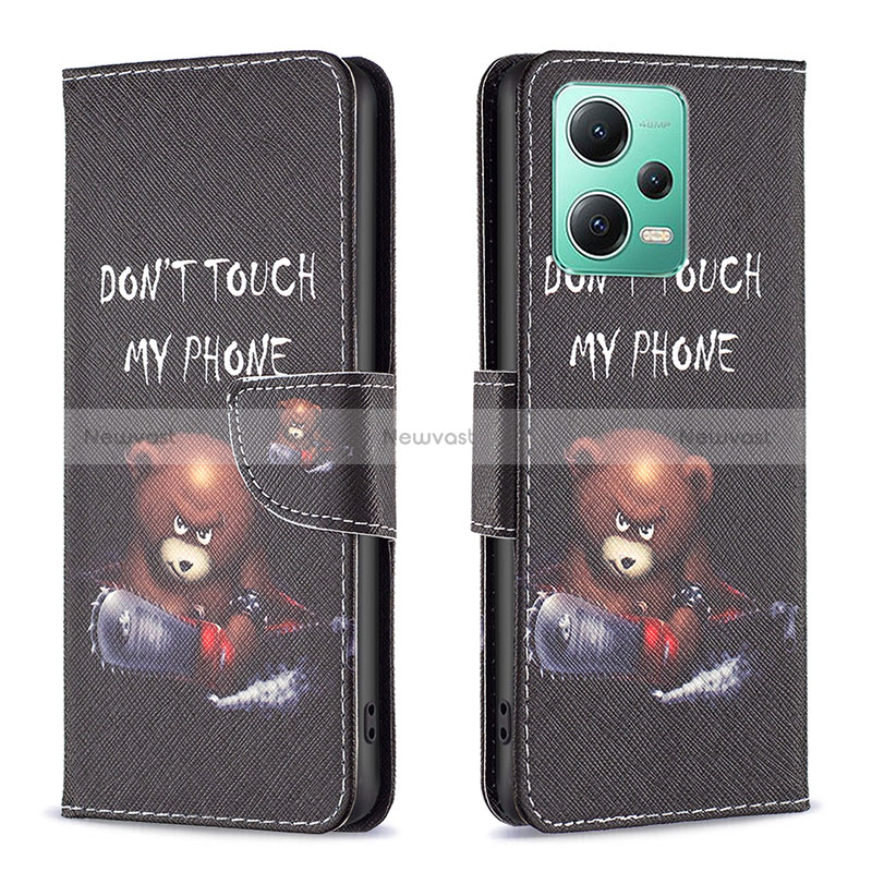 Leather Case Stands Fashionable Pattern Flip Cover Holder B01F for Xiaomi Redmi Note 12 5G