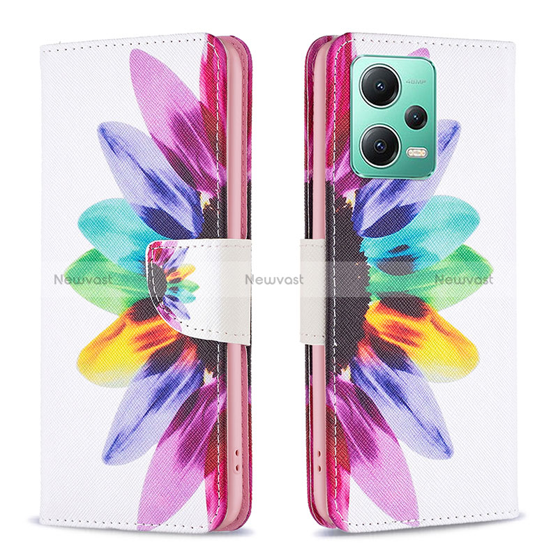 Leather Case Stands Fashionable Pattern Flip Cover Holder B01F for Xiaomi Redmi Note 12 5G