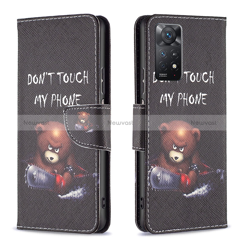 Leather Case Stands Fashionable Pattern Flip Cover Holder B01F for Xiaomi Redmi Note 12 Pro 4G Dark Gray