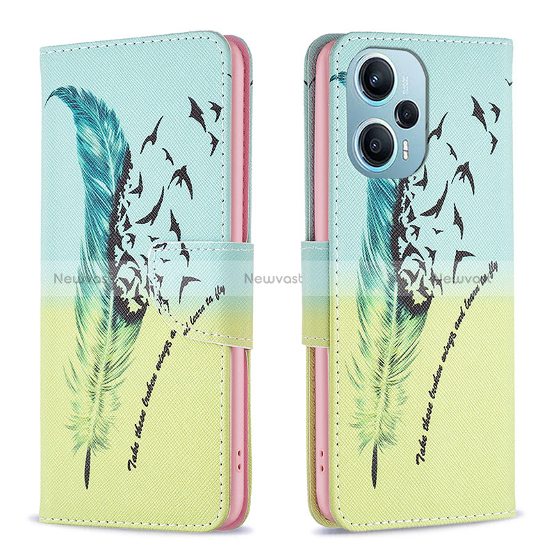 Leather Case Stands Fashionable Pattern Flip Cover Holder B01F for Xiaomi Redmi Note 12 Turbo 5G