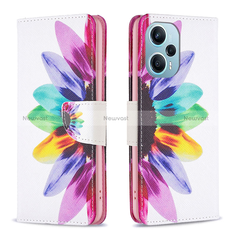 Leather Case Stands Fashionable Pattern Flip Cover Holder B01F for Xiaomi Redmi Note 12 Turbo 5G