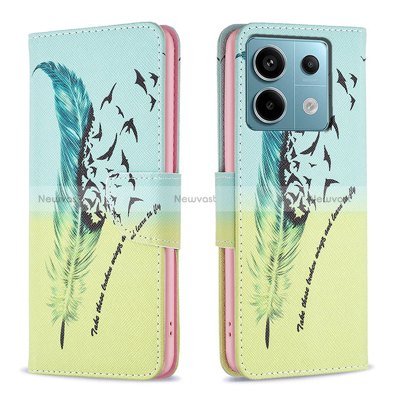 Leather Case Stands Fashionable Pattern Flip Cover Holder B01F for Xiaomi Redmi Note 13 Pro 5G