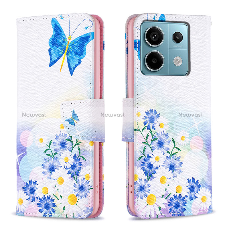 Leather Case Stands Fashionable Pattern Flip Cover Holder B01F for Xiaomi Redmi Note 13 Pro 5G