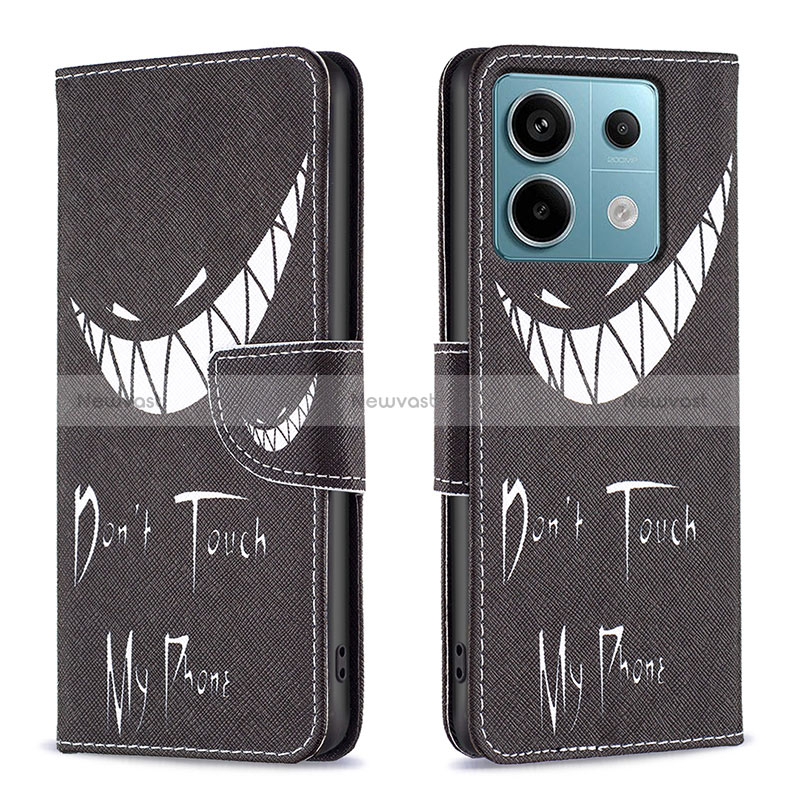 Leather Case Stands Fashionable Pattern Flip Cover Holder B01F for Xiaomi Redmi Note 13 Pro 5G