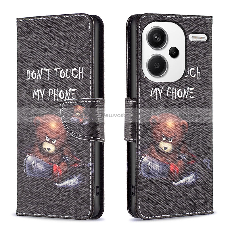 Leather Case Stands Fashionable Pattern Flip Cover Holder B01F for Xiaomi Redmi Note 13 Pro+ Plus 5G