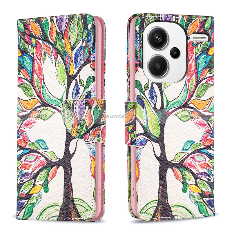 Leather Case Stands Fashionable Pattern Flip Cover Holder B01F for Xiaomi Redmi Note 13 Pro+ Plus 5G