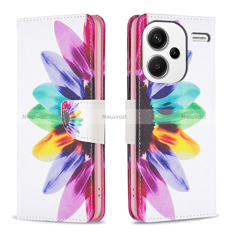 Leather Case Stands Fashionable Pattern Flip Cover Holder B01F for Xiaomi Redmi Note 13 Pro+ Plus 5G