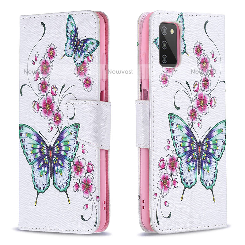 Leather Case Stands Fashionable Pattern Flip Cover Holder B03F for Samsung Galaxy A02s