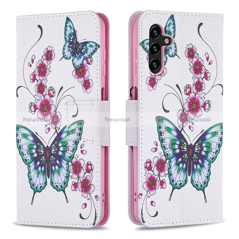 Leather Case Stands Fashionable Pattern Flip Cover Holder B03F for Samsung Galaxy A04s Colorful