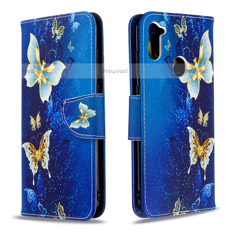 Leather Case Stands Fashionable Pattern Flip Cover Holder B03F for Samsung Galaxy A11 Sky Blue