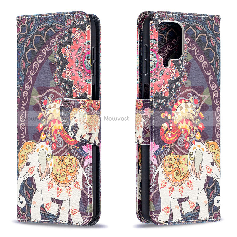 Leather Case Stands Fashionable Pattern Flip Cover Holder B03F for Samsung Galaxy A12 5G
