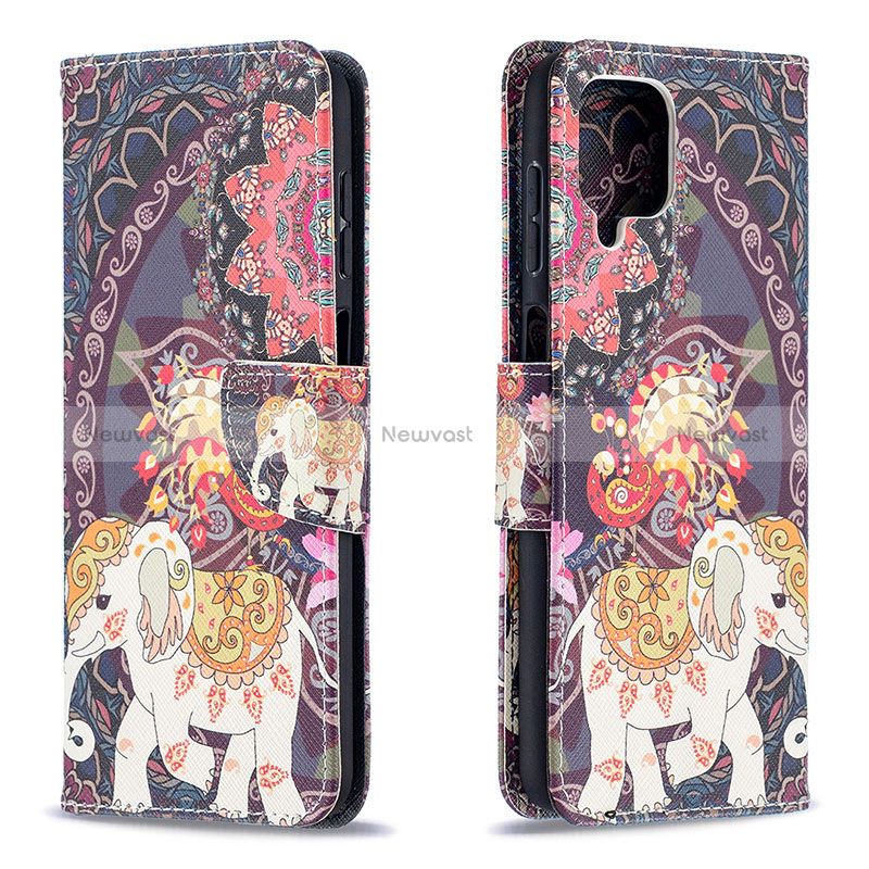 Leather Case Stands Fashionable Pattern Flip Cover Holder B03F for Samsung Galaxy A12 Nacho