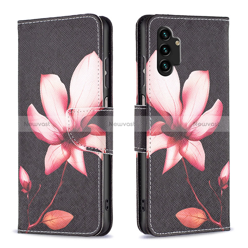 Leather Case Stands Fashionable Pattern Flip Cover Holder B03F for Samsung Galaxy A13 4G Red