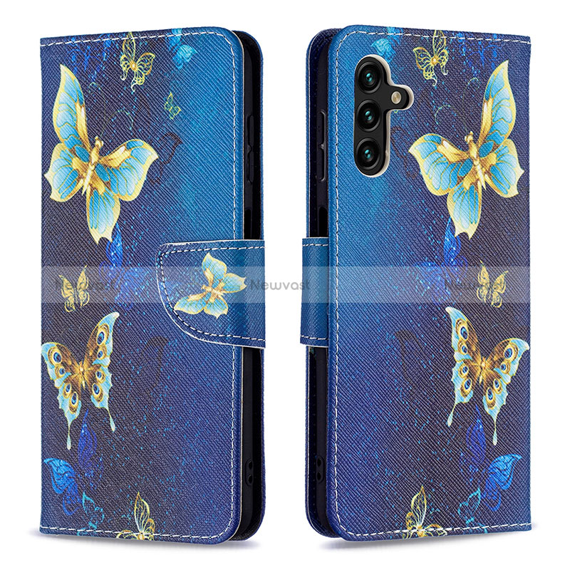 Leather Case Stands Fashionable Pattern Flip Cover Holder B03F for Samsung Galaxy A13 5G Sky Blue