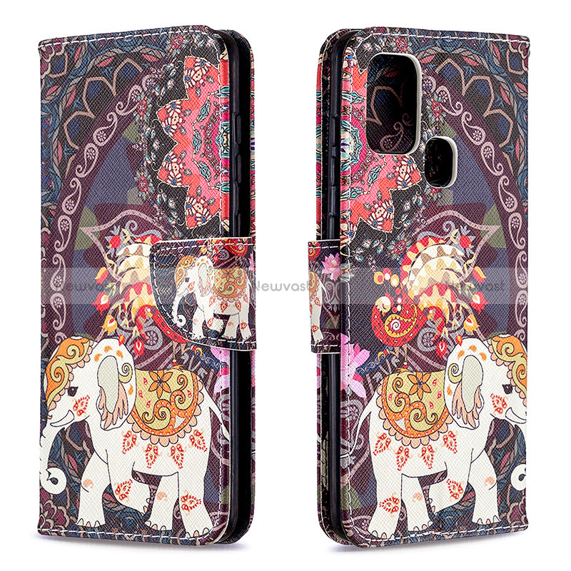 Leather Case Stands Fashionable Pattern Flip Cover Holder B03F for Samsung Galaxy A21s