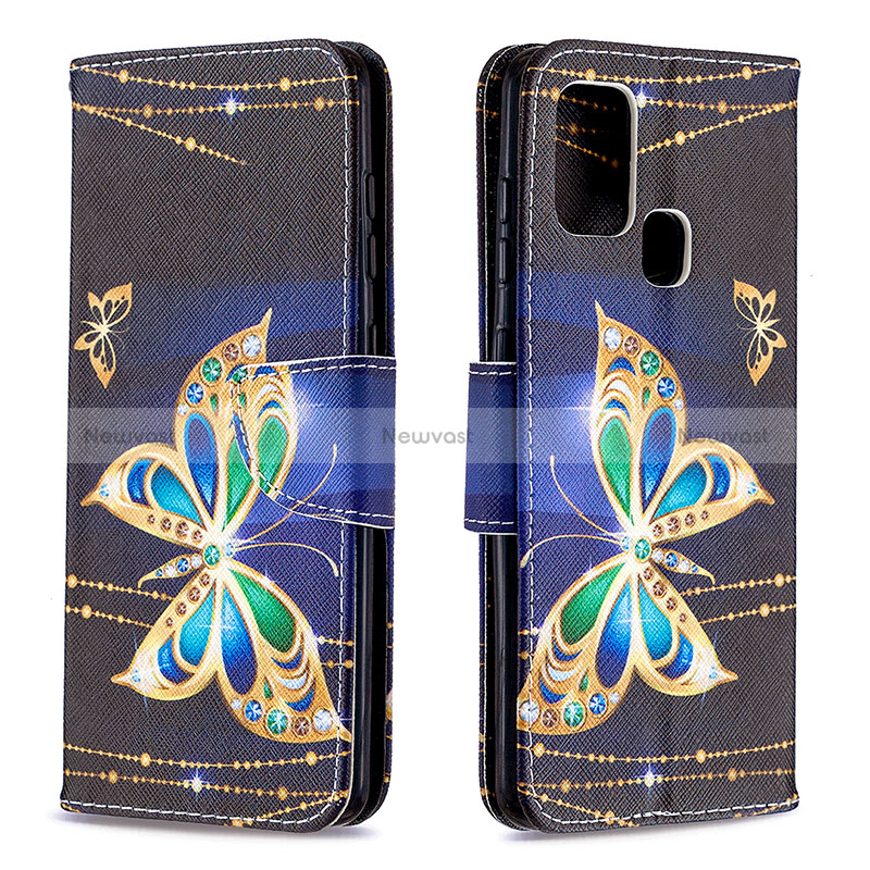 Leather Case Stands Fashionable Pattern Flip Cover Holder B03F for Samsung Galaxy A21s