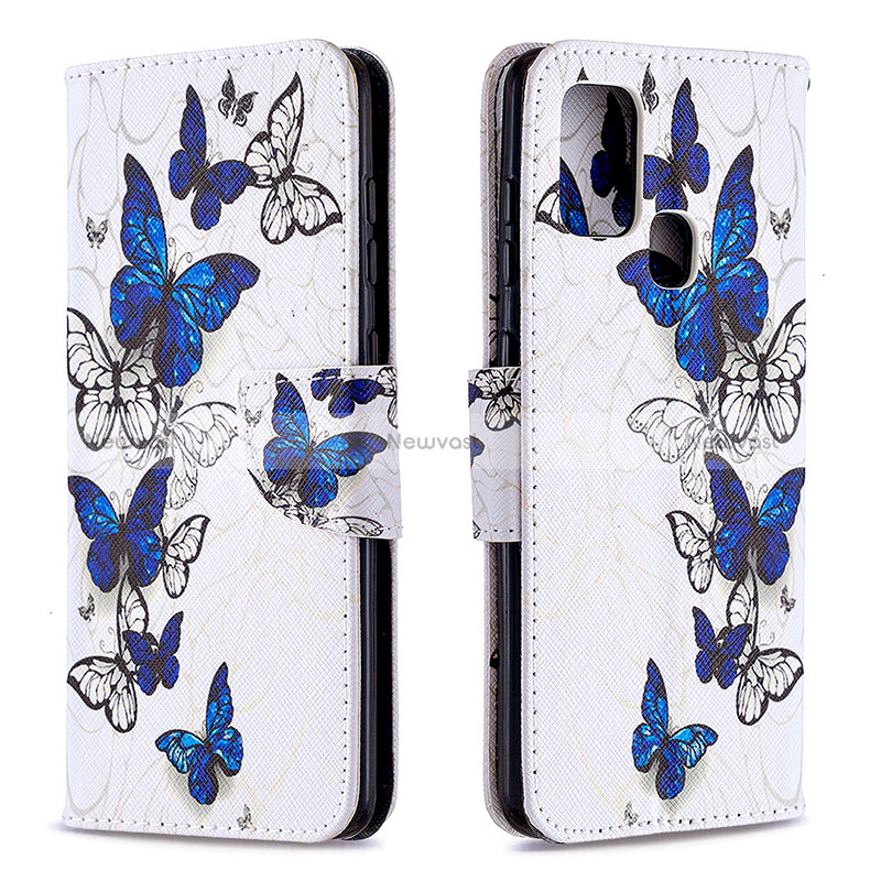 Leather Case Stands Fashionable Pattern Flip Cover Holder B03F for Samsung Galaxy A21s