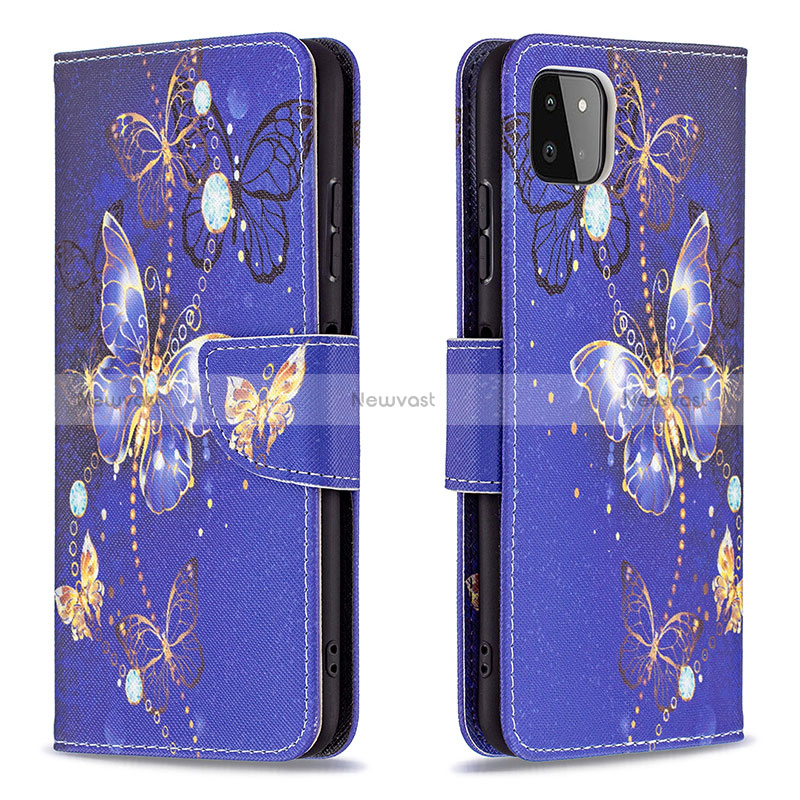 Leather Case Stands Fashionable Pattern Flip Cover Holder B03F for Samsung Galaxy A22 5G