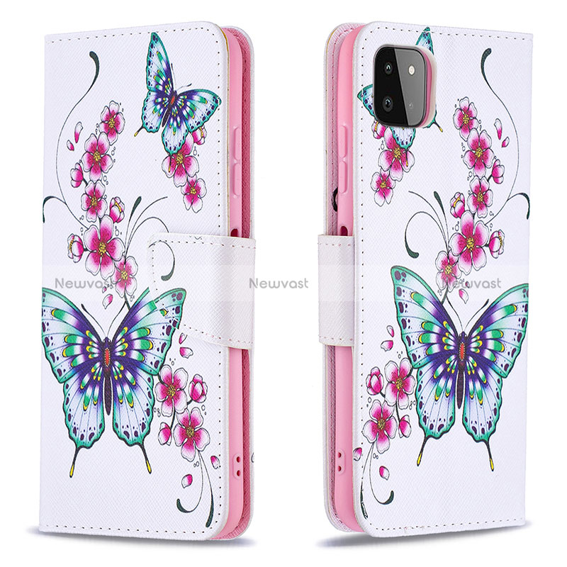 Leather Case Stands Fashionable Pattern Flip Cover Holder B03F for Samsung Galaxy A22s 5G Colorful