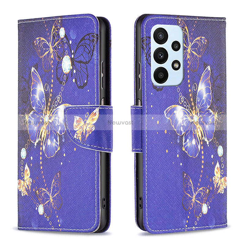 Leather Case Stands Fashionable Pattern Flip Cover Holder B03F for Samsung Galaxy A23 4G