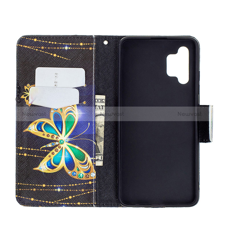 Leather Case Stands Fashionable Pattern Flip Cover Holder B03F for Samsung Galaxy A32 4G