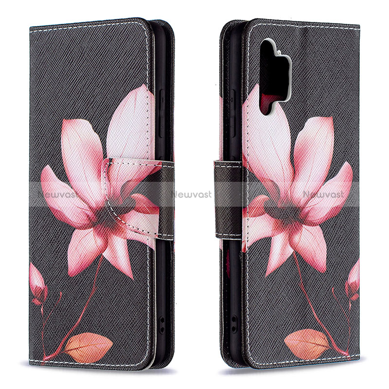 Leather Case Stands Fashionable Pattern Flip Cover Holder B03F for Samsung Galaxy A32 5G Red